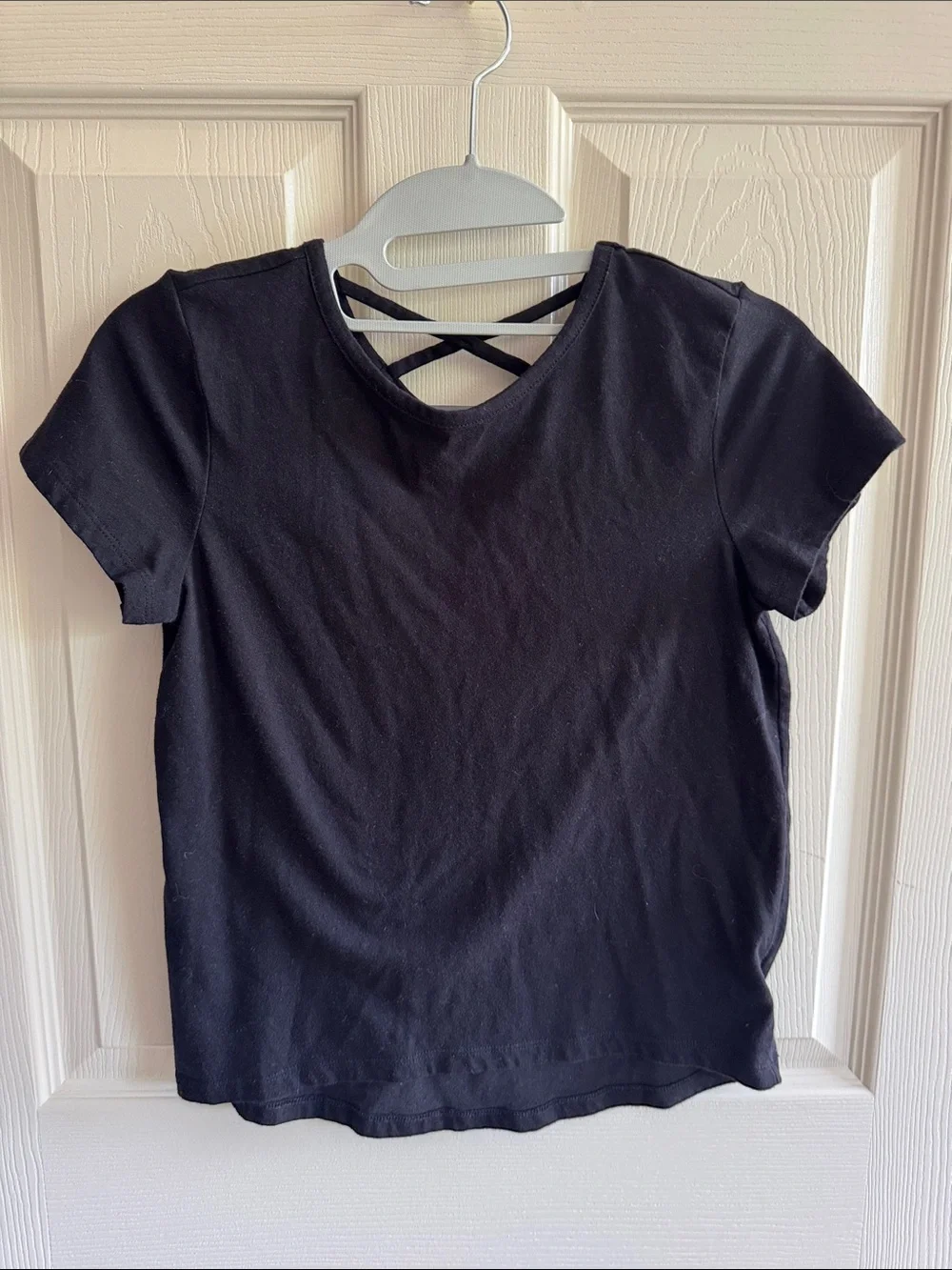 Old Navy Girls' White and black Short-Sleeve Tee with Back Strap Detail (bundle)